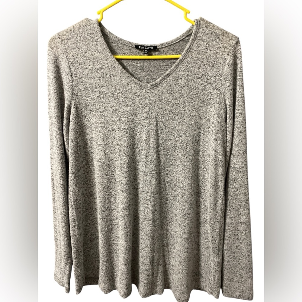 Pink Clover by Chico Women’s Gray Sweater Patched Elbows Button Back Size XS